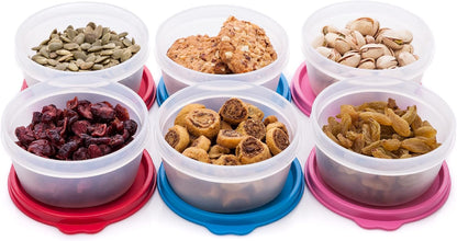 Condiment Containers with Lids- 6 pk. 1.3 oz.Salad Dressing to go Small Food Storage Containers- Sauce Cups Leak proof Reusable Plastic BPA free for Lunch Box Picnic Travel