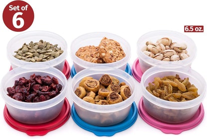 Condiment Containers with Lids- 6 pk. 1.3 oz.Salad Dressing to go Small Food Storage Containers- Sauce Cups Leak proof Reusable Plastic BPA free for Lunch Box Picnic Travel