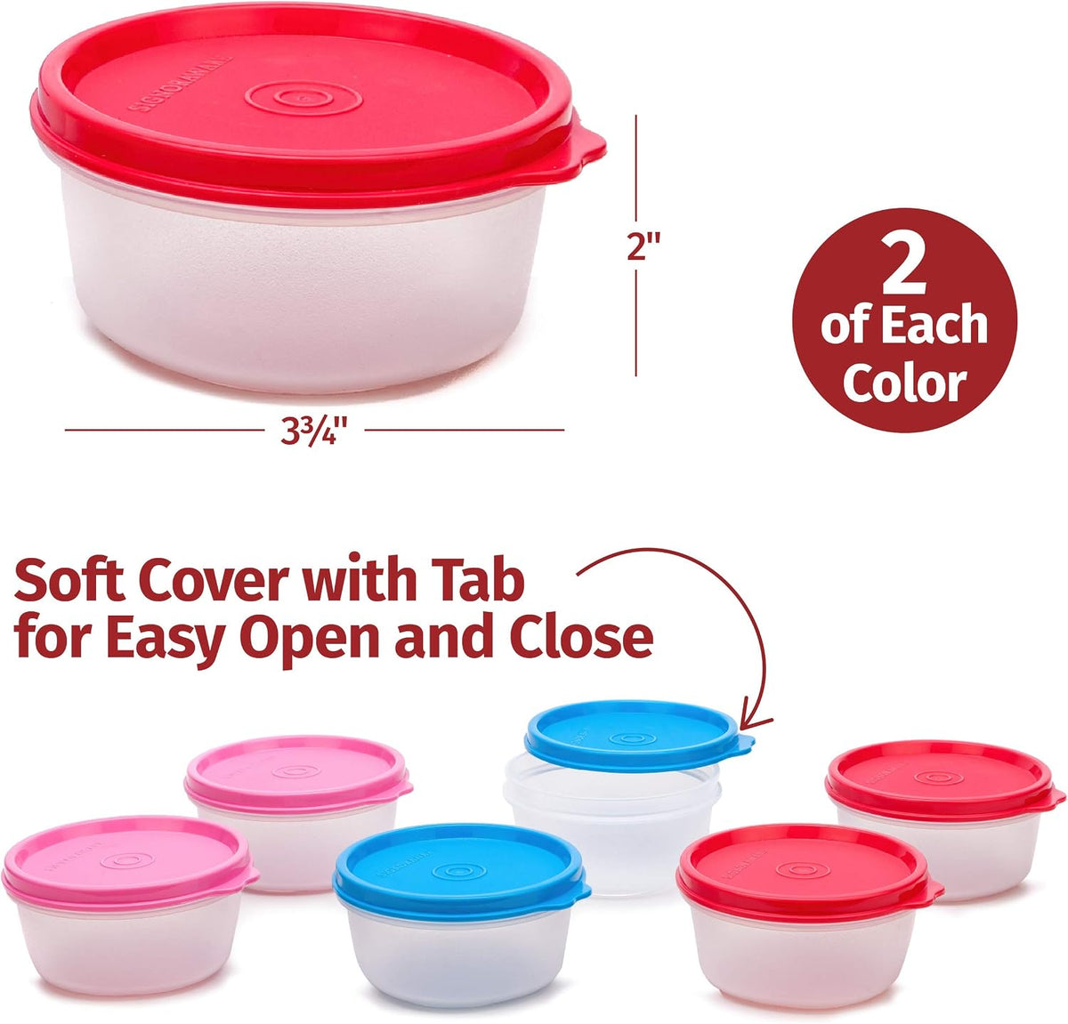 Condiment Containers with Lids- 6 pk. 1.3 oz.Salad Dressing to go Small Food Storage Containers- Sauce Cups Leak proof Reusable Plastic BPA free for Lunch Box Picnic Travel