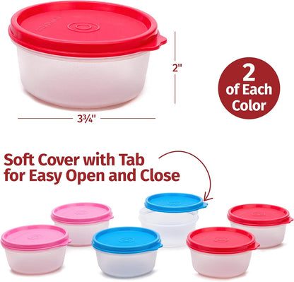 Condiment Containers with Lids- 6 pk. 1.3 oz.Salad Dressing to go Small Food Storage Containers- Sauce Cups Leak proof Reusable Plastic BPA free for Lunch Box Picnic Travel