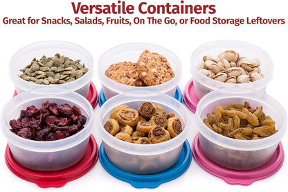Condiment Containers with Lids- 6 pk. 1.3 oz.Salad Dressing to go Small Food Storage Containers- Sauce Cups Leak proof Reusable Plastic BPA free for Lunch Box Picnic Travel