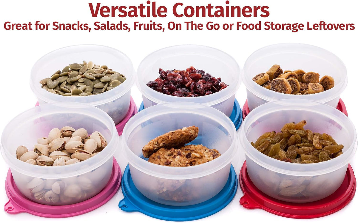 Condiment Containers with Lids- 6 pk. 1.3 oz.Salad Dressing to go Small Food Storage Containers- Sauce Cups Leak proof Reusable Plastic BPA free for Lunch Box Picnic Travel