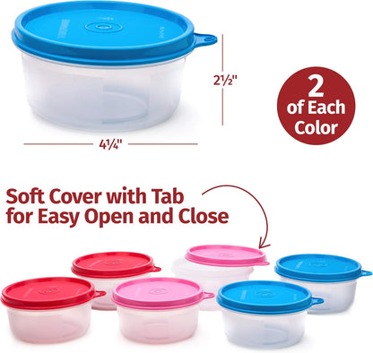 Condiment Containers with Lids- 6 pk. 1.3 oz.Salad Dressing to go Small Food Storage Containers- Sauce Cups Leak proof Reusable Plastic BPA free for Lunch Box Picnic Travel