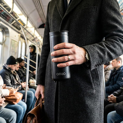 Stainless Steel Insulated Tumbler with Leak-Resistant Lid | BPA-Free, Easy Clean | Double Wall Vacuum Cup for Hot & Cold Drinks | Portable Water Bottle for Office, Outdoor&Travel (Black, 550ml)