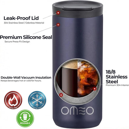 Stainless Steel Insulated Tumbler with Leak-Resistant Lid | BPA-Free, Easy Clean | Double Wall Vacuum Cup for Hot & Cold Drinks | Portable Water Bottle for Office, Outdoor&Travel (Black, 550ml)
