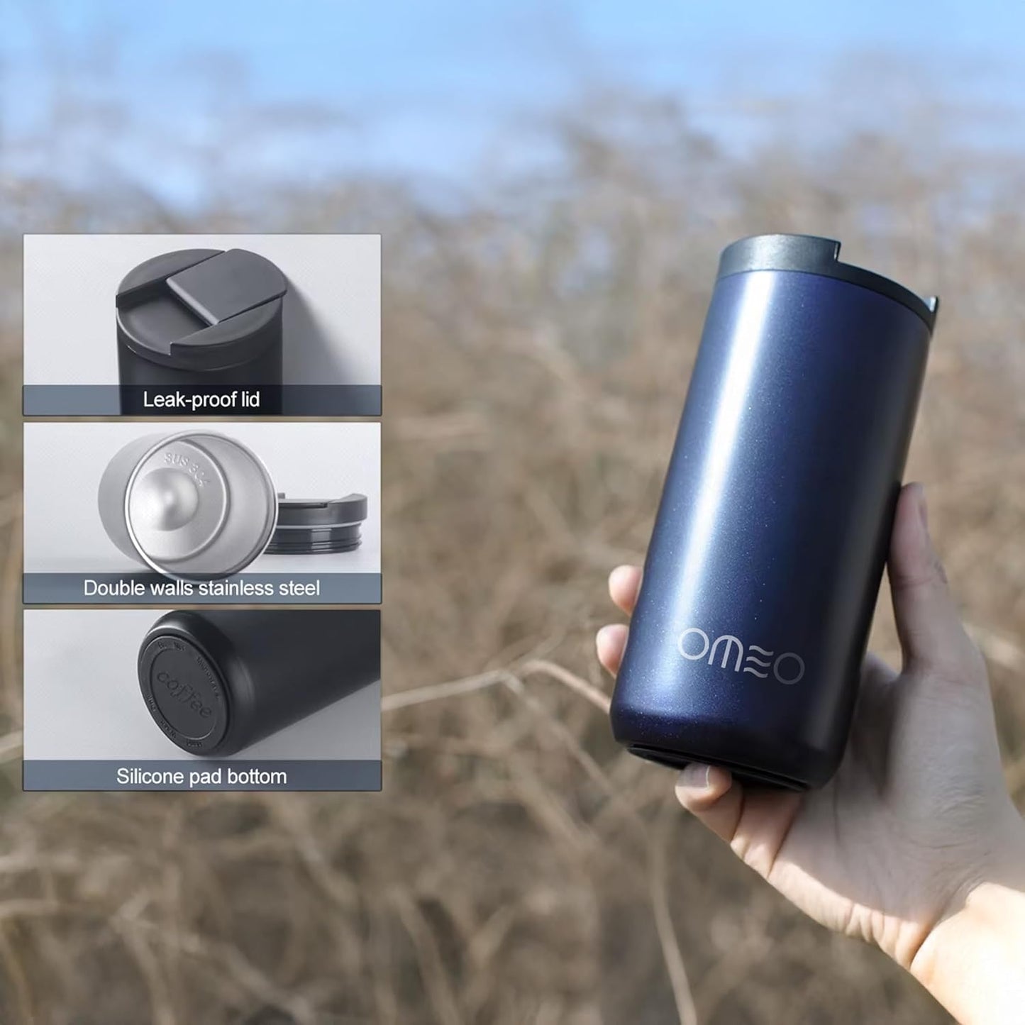 Stainless Steel Insulated Tumbler with Leak-Resistant Lid | BPA-Free, Easy Clean | Double Wall Vacuum Cup for Hot & Cold Drinks | Portable Water Bottle for Office, Outdoor&Travel (Black, 550ml)