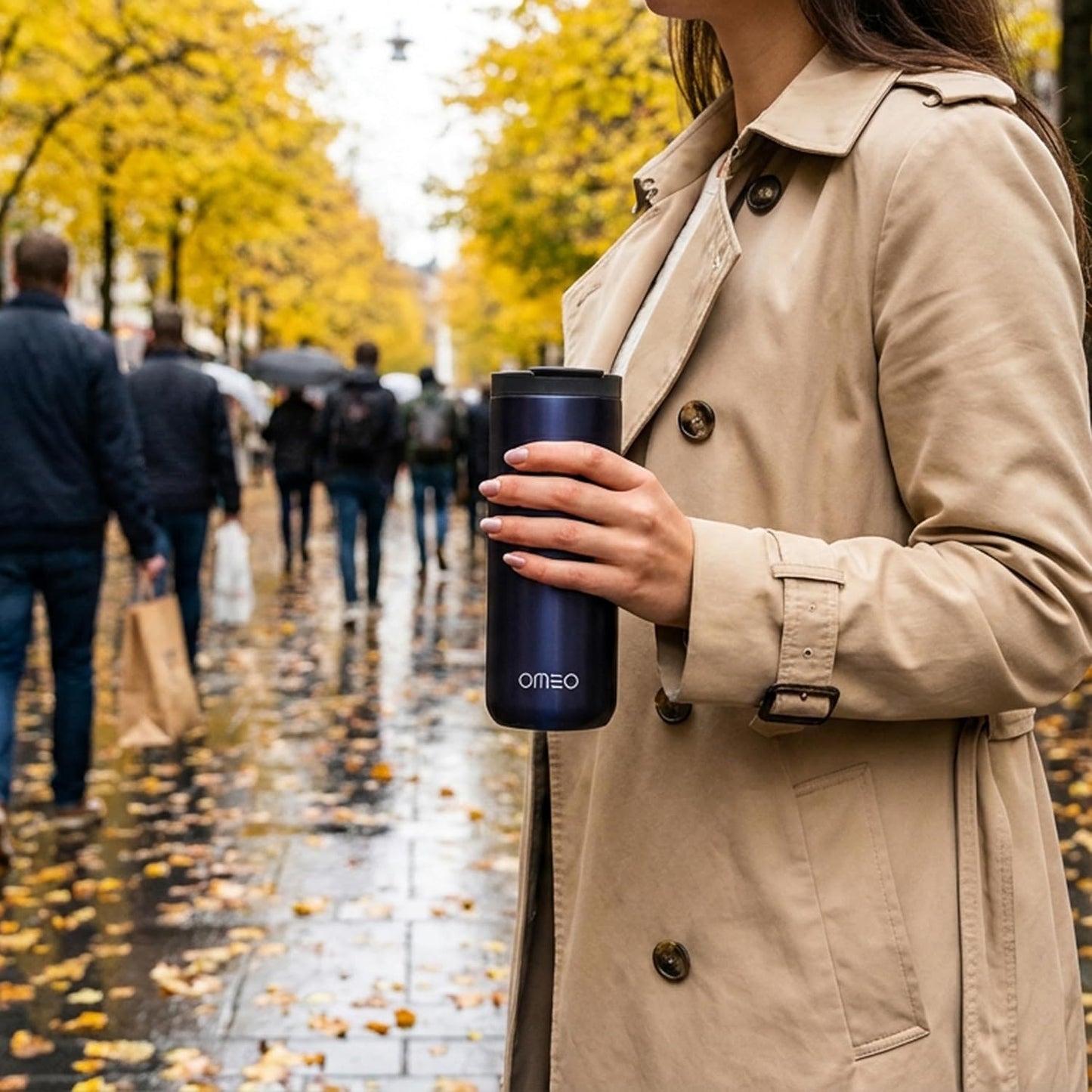 Stainless Steel Insulated Tumbler with Leak-Resistant Lid | BPA-Free, Easy Clean | Double Wall Vacuum Cup for Hot & Cold Drinks | Portable Water Bottle for Office, Outdoor&Travel (Black, 550ml)