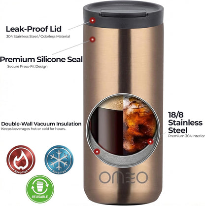 Stainless Steel Insulated Tumbler with Leak-Resistant Lid | BPA-Free, Easy Clean | Double Wall Vacuum Cup for Hot & Cold Drinks | Portable Water Bottle for Office, Outdoor&Travel (Black, 550ml)