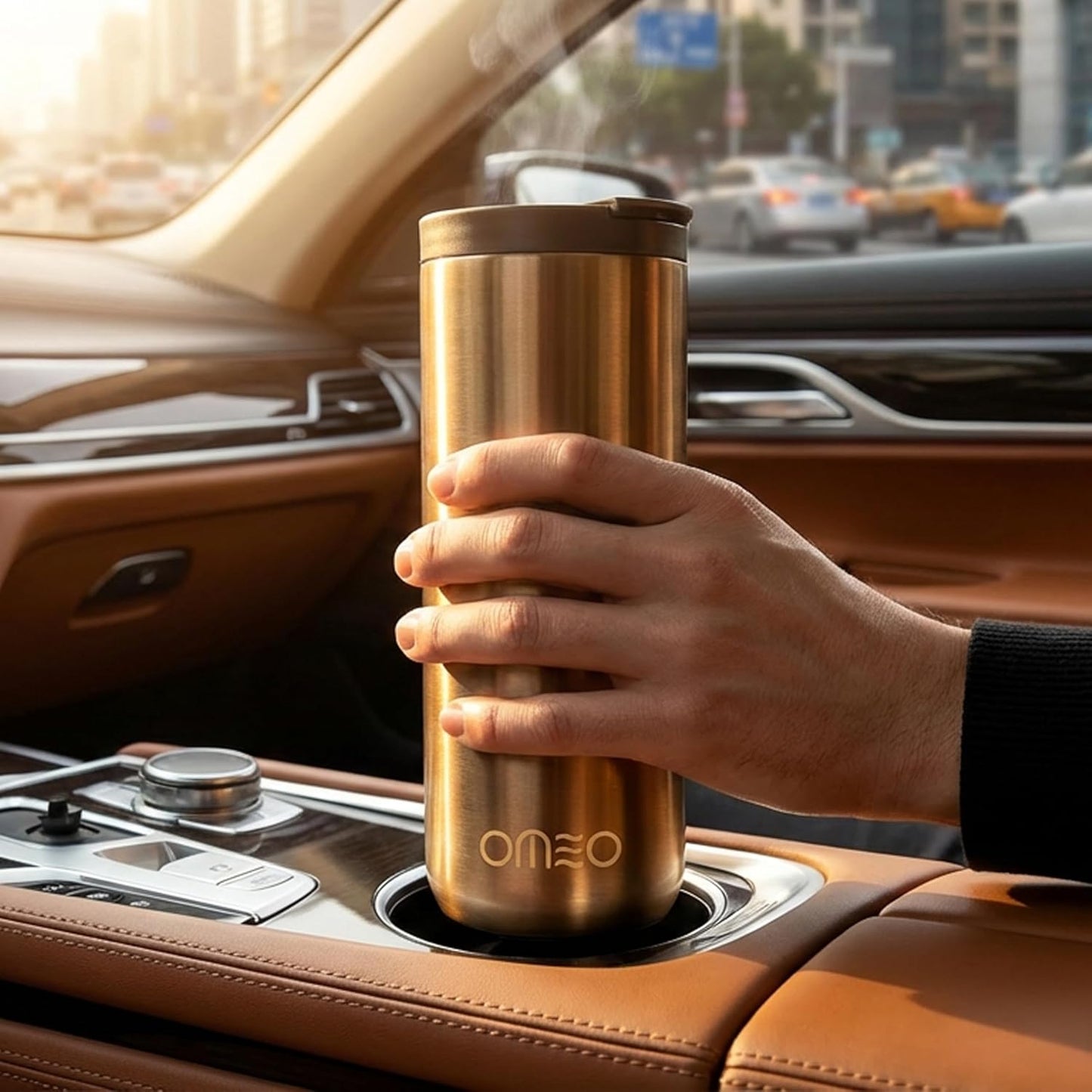 Stainless Steel Insulated Tumbler with Leak-Resistant Lid | BPA-Free, Easy Clean | Double Wall Vacuum Cup for Hot & Cold Drinks | Portable Water Bottle for Office, Outdoor&Travel (Black, 550ml)