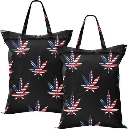 Usa Leaves Waterproof Travel Laundry Bag Easy Care 2 Packs