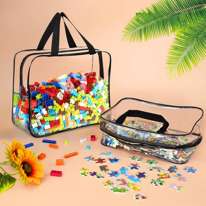6 Packs Large Toy Storage Bags with Labels Reusable Clear Toy Organizer