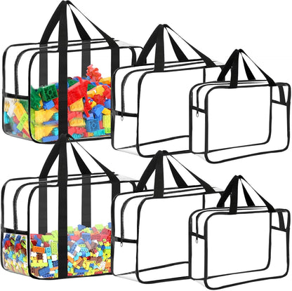 6 Packs Large Toy Storage Bags with Labels Reusable Clear Toy Organizer