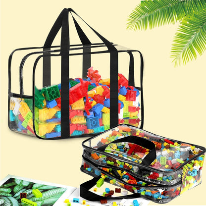 6 Packs Large Toy Storage Bags with Labels Reusable Clear Toy Organizer