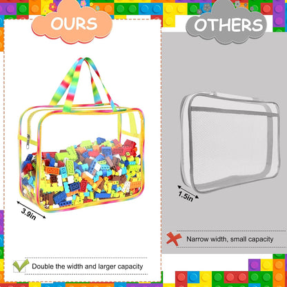 6 Packs Large Toy Storage Bags with Labels Reusable Clear Toy Organizer