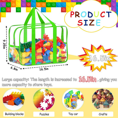 6 Packs Large Toy Storage Bags with Labels Reusable Clear Toy Organizer