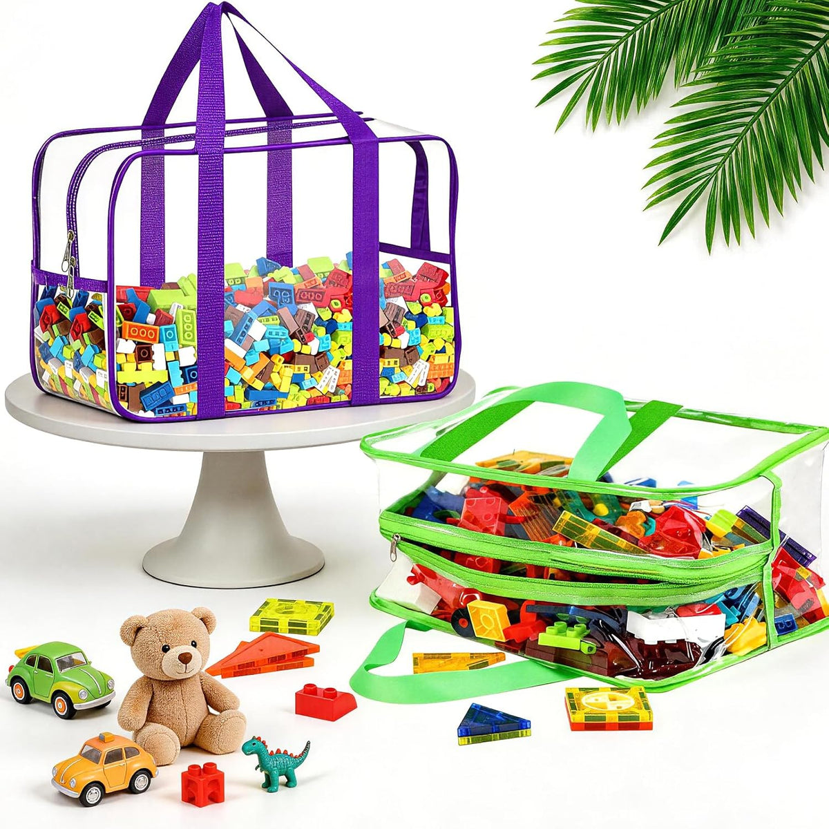 6 Packs Large Toy Storage Bags with Labels Reusable Clear Toy Organizer