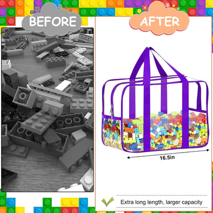 6 Packs Large Toy Storage Bags with Labels Reusable Clear Toy Organizer
