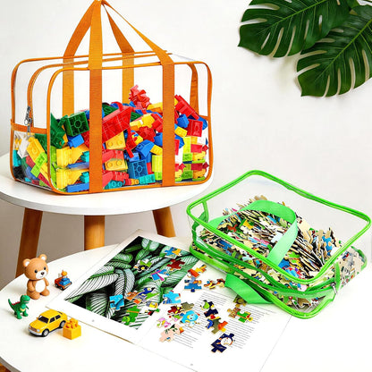 6 Packs Large Toy Storage Bags with Labels Reusable Clear Toy Organizer