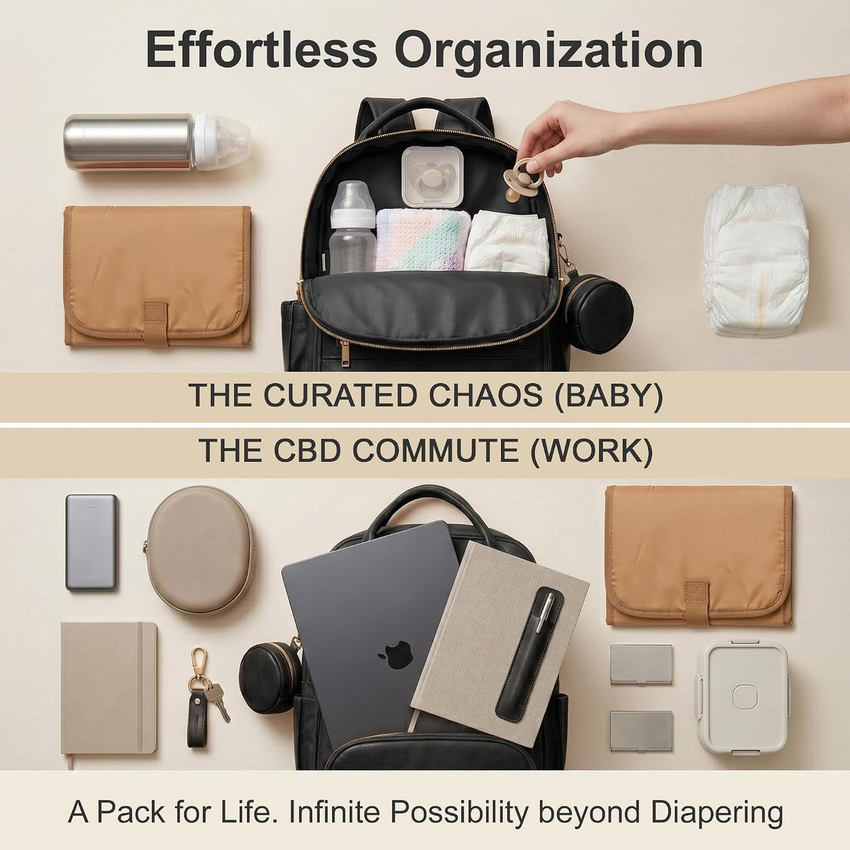 Premium Vegan Leather Diaper Bag Backpack with Waterproof Changing Pad, Reinforced Zippers & Odor-Free, 20 Pockets Pro Organizer, Fits 15.6" Laptop, Stroller Straps, Baby Bag for Mom, Grey