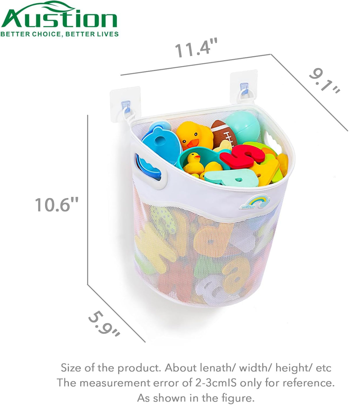 Quick-Fetch Way Mesh Bath Toy Holder, Wide Opening and Large Capacity Bath tub Toy Storage for Easy Access to Toys, Space-Saving Wall-Mounted Bath Toy Organizer, Quick Dry Bathtub Toy Holder