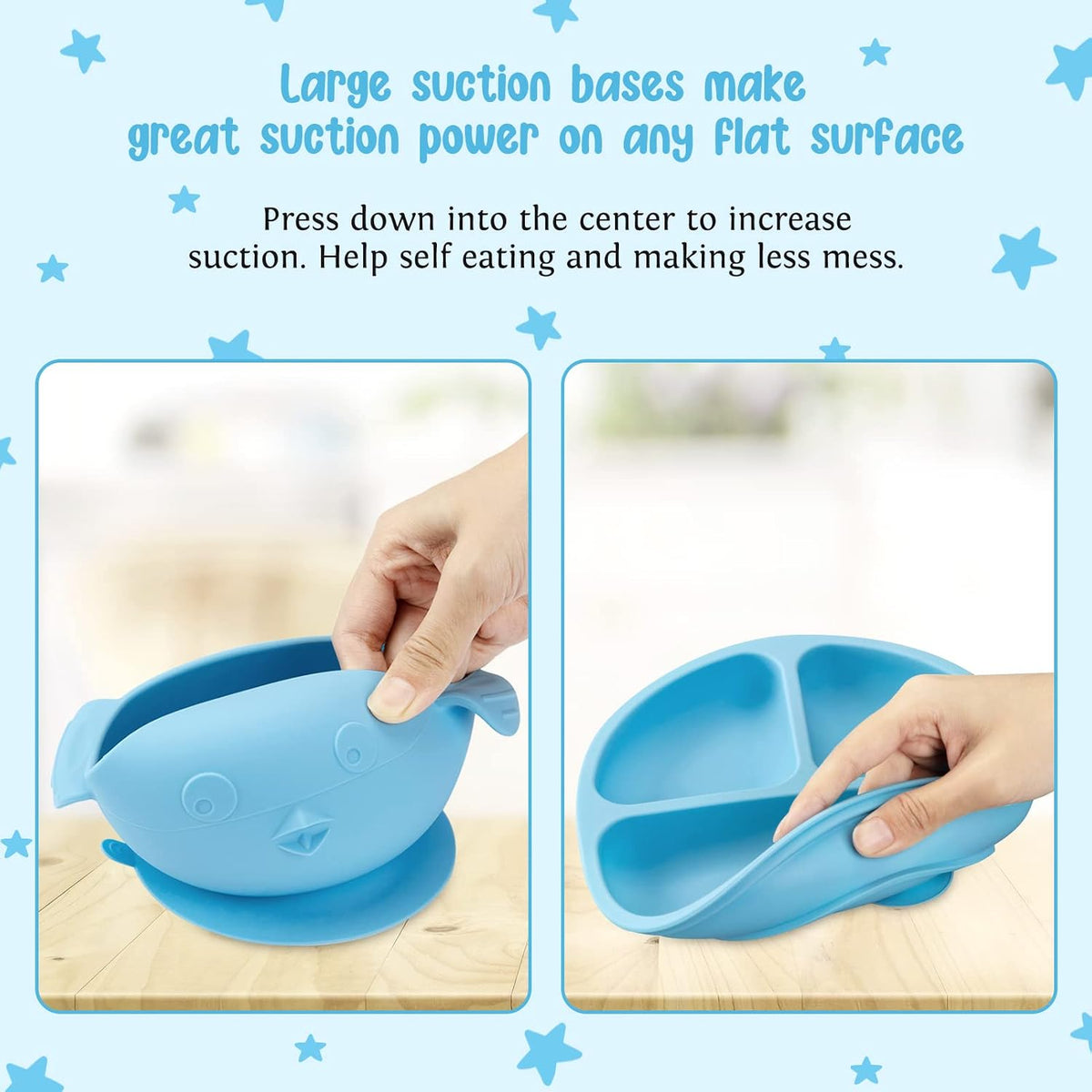 Baby Feeding Utensils Set, 7 Pcs Silicone Toddler Eating Supplies - Adjustable Bibs, Suction Divided Plate, Placemat, Suction Bowls, Straw Sippy Cup, Etc - Baby Led Weaning Supplies
