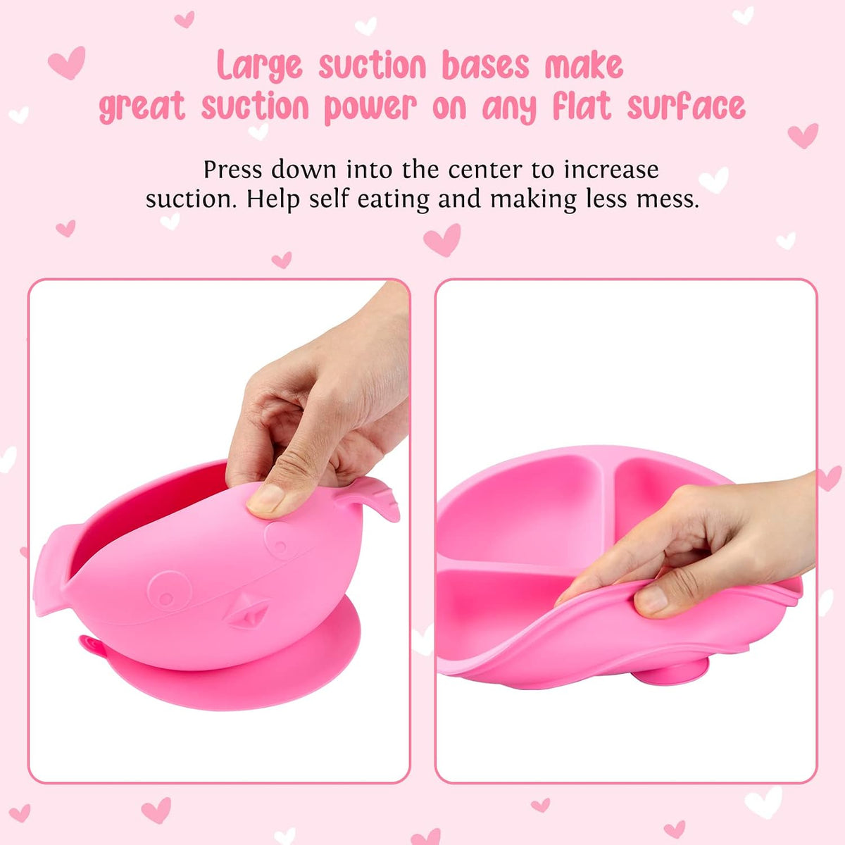 Baby Feeding Utensils Set, 7 Pcs Silicone Toddler Eating Supplies - Adjustable Bibs, Suction Divided Plate, Placemat, Suction Bowls, Straw Sippy Cup, Etc - Baby Led Weaning Supplies
