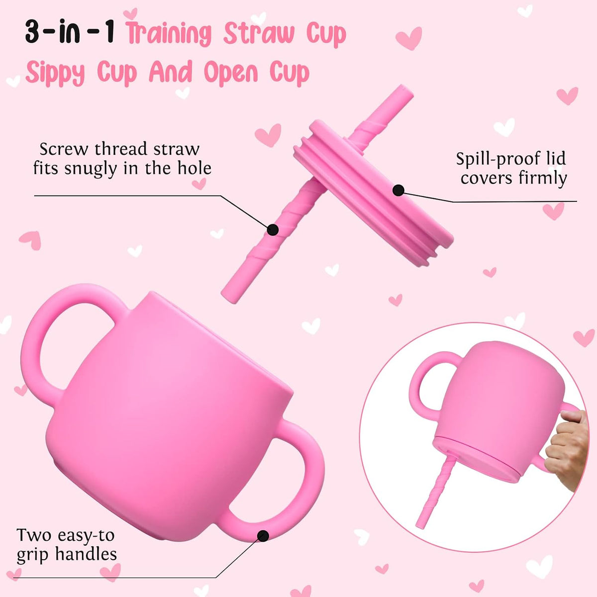Baby Feeding Utensils Set, 7 Pcs Silicone Toddler Eating Supplies - Adjustable Bibs, Suction Divided Plate, Placemat, Suction Bowls, Straw Sippy Cup, Etc - Baby Led Weaning Supplies