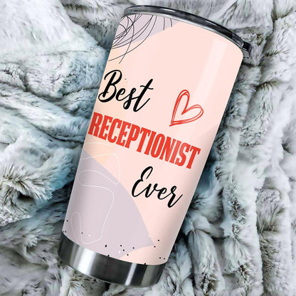 Office Tumbler Stainless Steel 20oz Straw Lid, Funny Front Desk Gifts Bulk For Birthday Christmas, National Receptionists Day Gifts For Women Men Coffee Cup