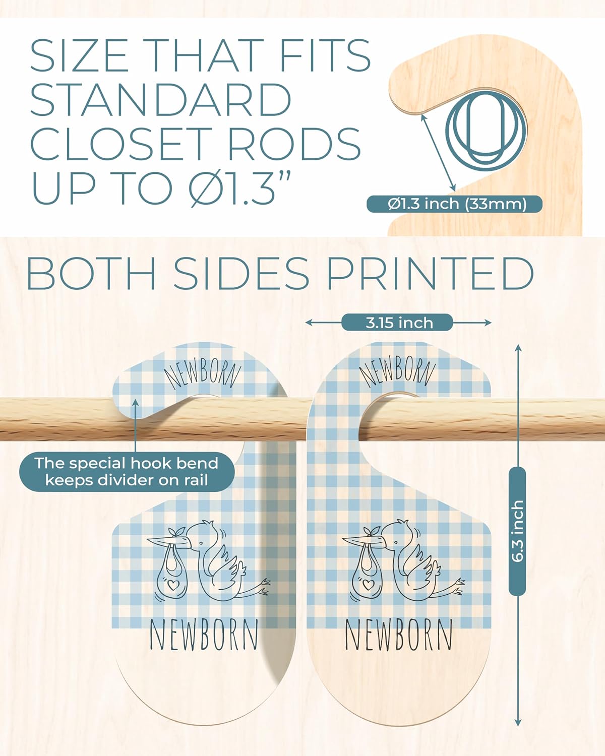 Baby Clothes Dividers For Closet - Wooden Baby Clothes Organizer Dividers for Boy & Girl, 8 Baby Closet Dividers by Size - Ideal Clothing Organizers
