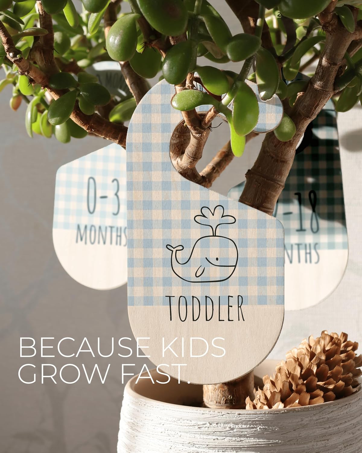 Baby Clothes Dividers For Closet - Wooden Baby Clothes Organizer Dividers for Boy & Girl, 8 Baby Closet Dividers by Size - Ideal Clothing Organizers