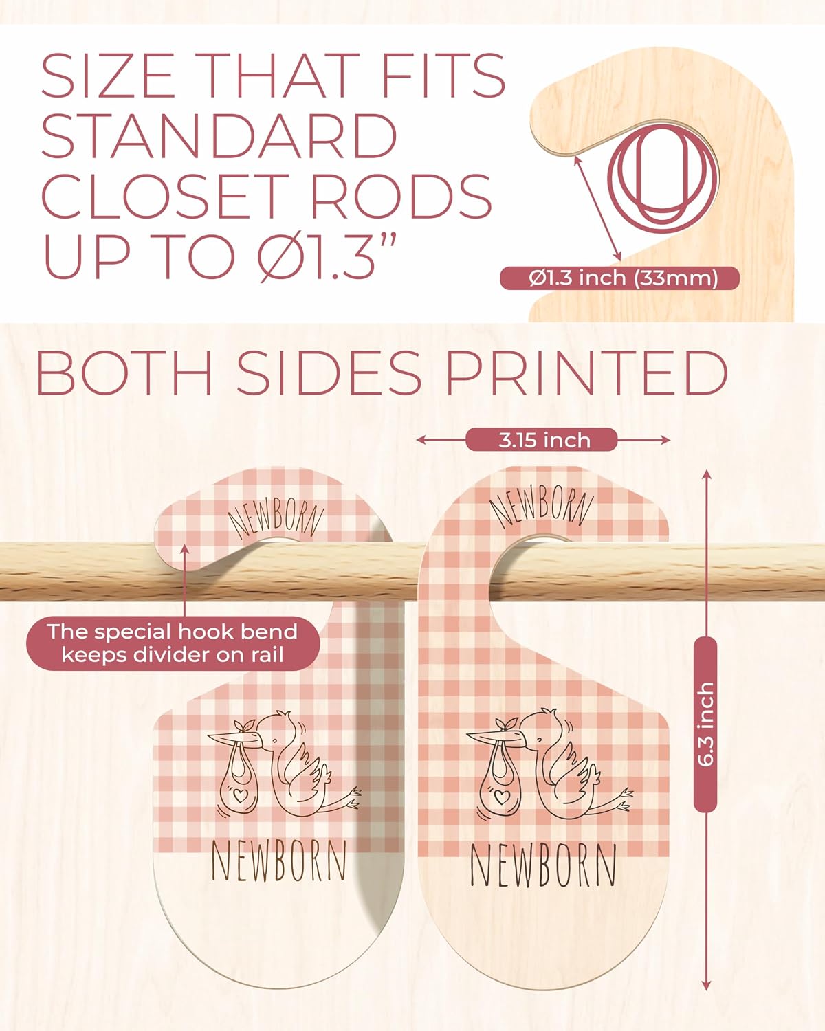 Baby Clothes Dividers For Closet - Wooden Baby Clothes Organizer Dividers for Boy & Girl, 8 Baby Closet Dividers by Size - Ideal Clothing Organizers
