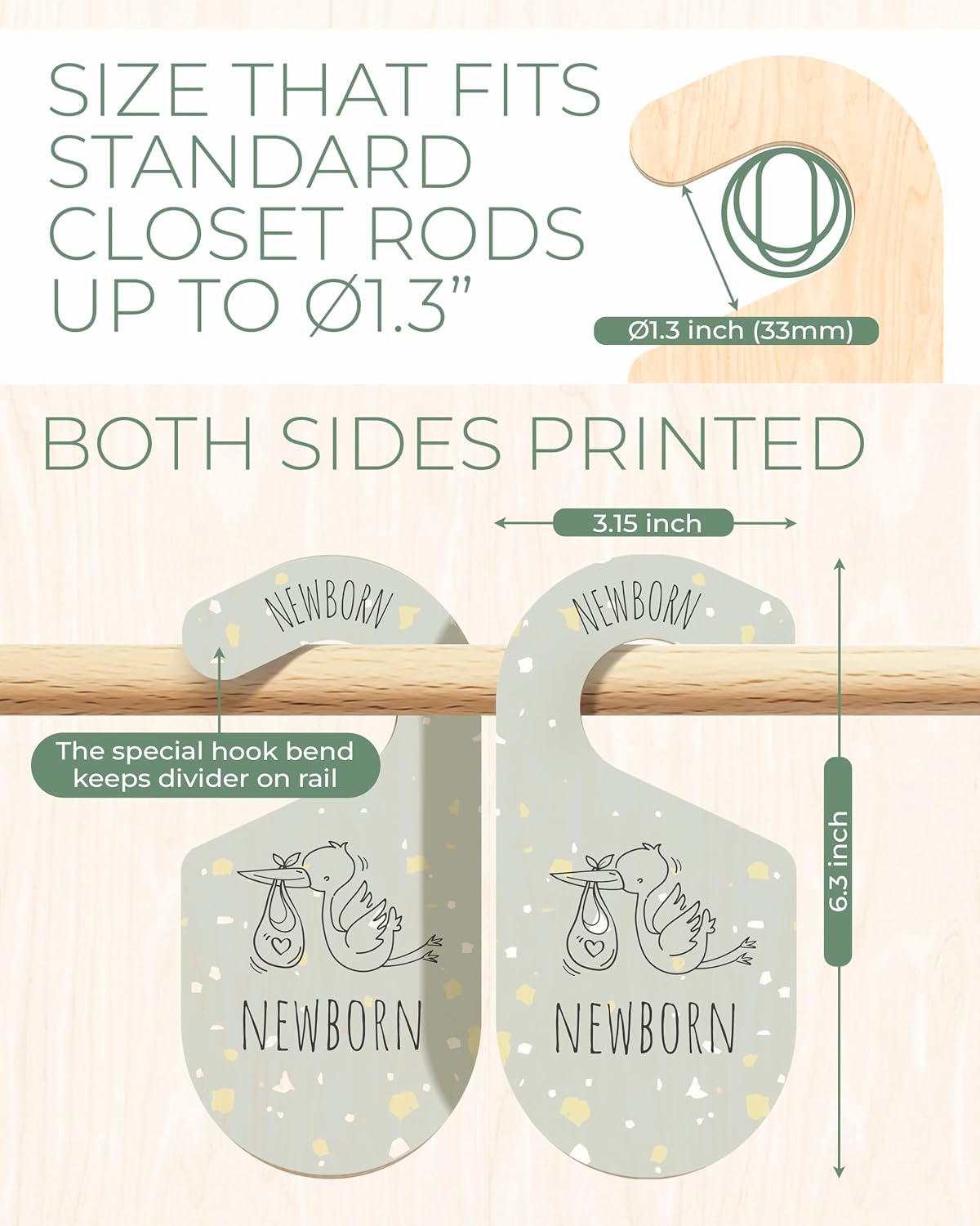 Baby Clothes Dividers For Closet - Wooden Baby Clothes Organizer Dividers for Boy & Girl, 8 Baby Closet Dividers by Size - Ideal Clothing Organizers