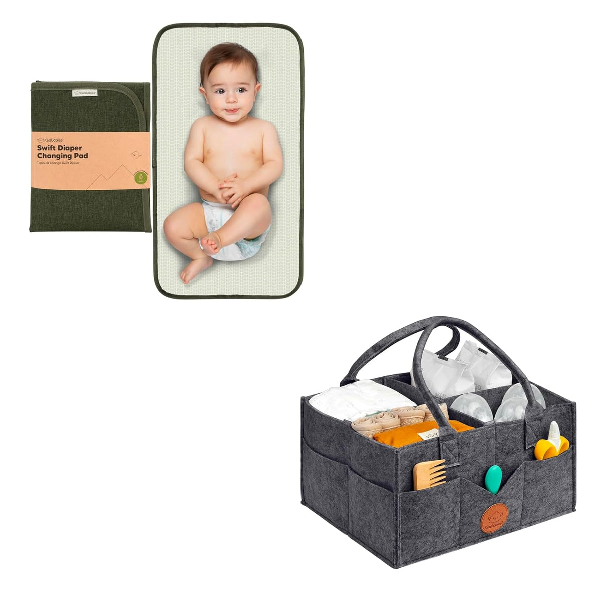 Portable Diaper Changing Pad and Diaper Caddy Organizer - Travel Diaper Change Mat, Baby Organizer for Nursery, Lightweight Changing Pads for Babies