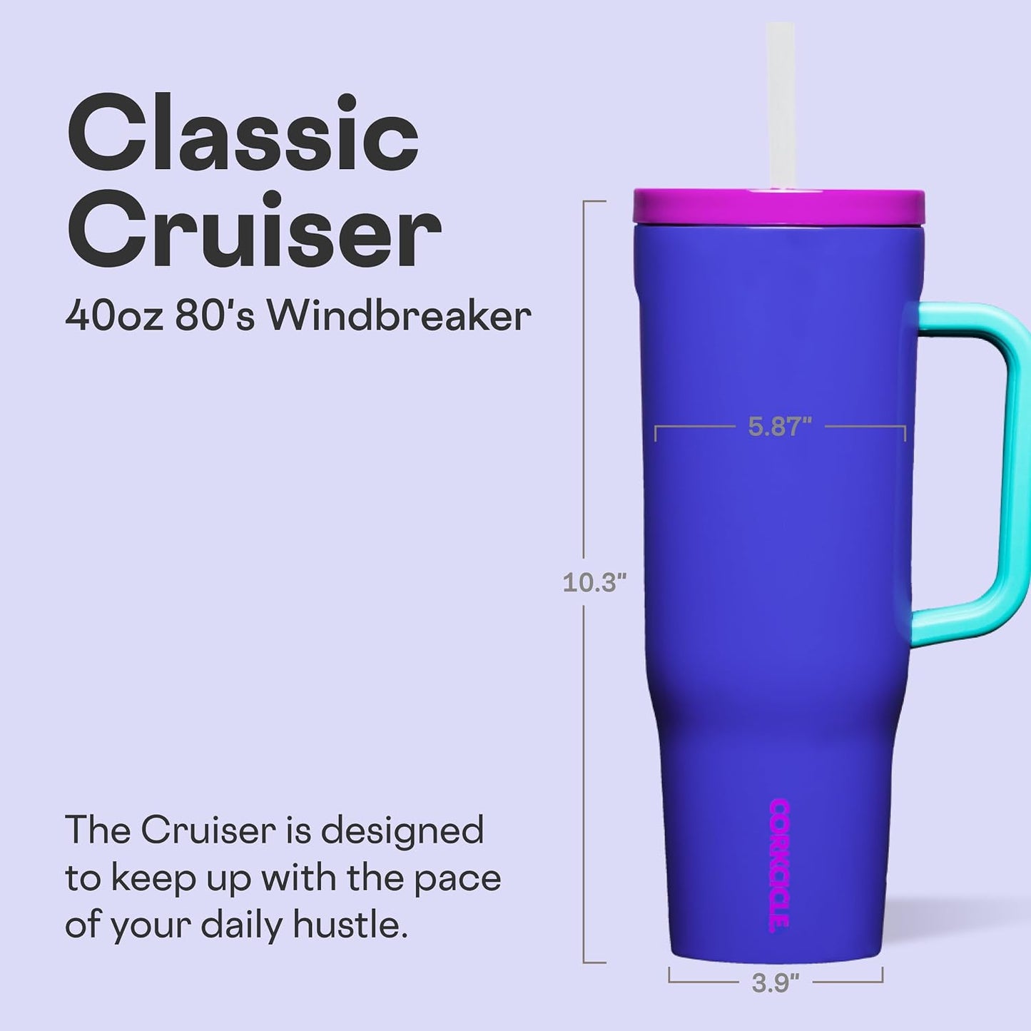 Cruiser Insulated Tumbler - Keeps Drinks Cold 20 Hours - Triple-Insulated Stainless Steel - Spill-Proof Lid - Summer Drinkware Gift - Keeps Drinks Ice Cold - 40 oz - Gloss Powder Blue