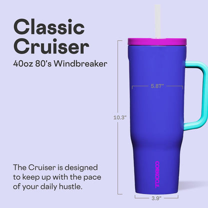 Cruiser Insulated Tumbler - Keeps Drinks Cold 20 Hours - Triple-Insulated Stainless Steel - Spill-Proof Lid - Summer Drinkware Gift - Keeps Drinks Ice Cold - 40 oz - Gloss Powder Blue