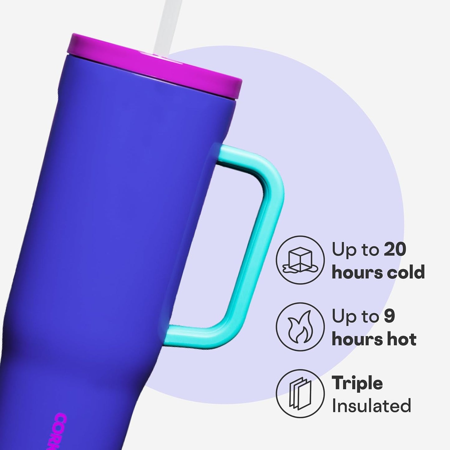 Cruiser Insulated Tumbler - Keeps Drinks Cold 20 Hours - Triple-Insulated Stainless Steel - Spill-Proof Lid - Summer Drinkware Gift - Keeps Drinks Ice Cold - 40 oz - Gloss Powder Blue