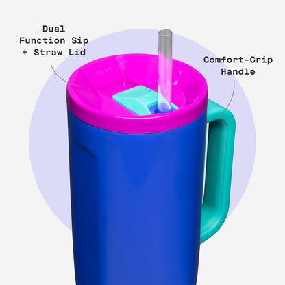 Cruiser Insulated Tumbler - Keeps Drinks Cold 20 Hours - Triple-Insulated Stainless Steel - Spill-Proof Lid - Summer Drinkware Gift - Keeps Drinks Ice Cold - 40 oz - Gloss Powder Blue