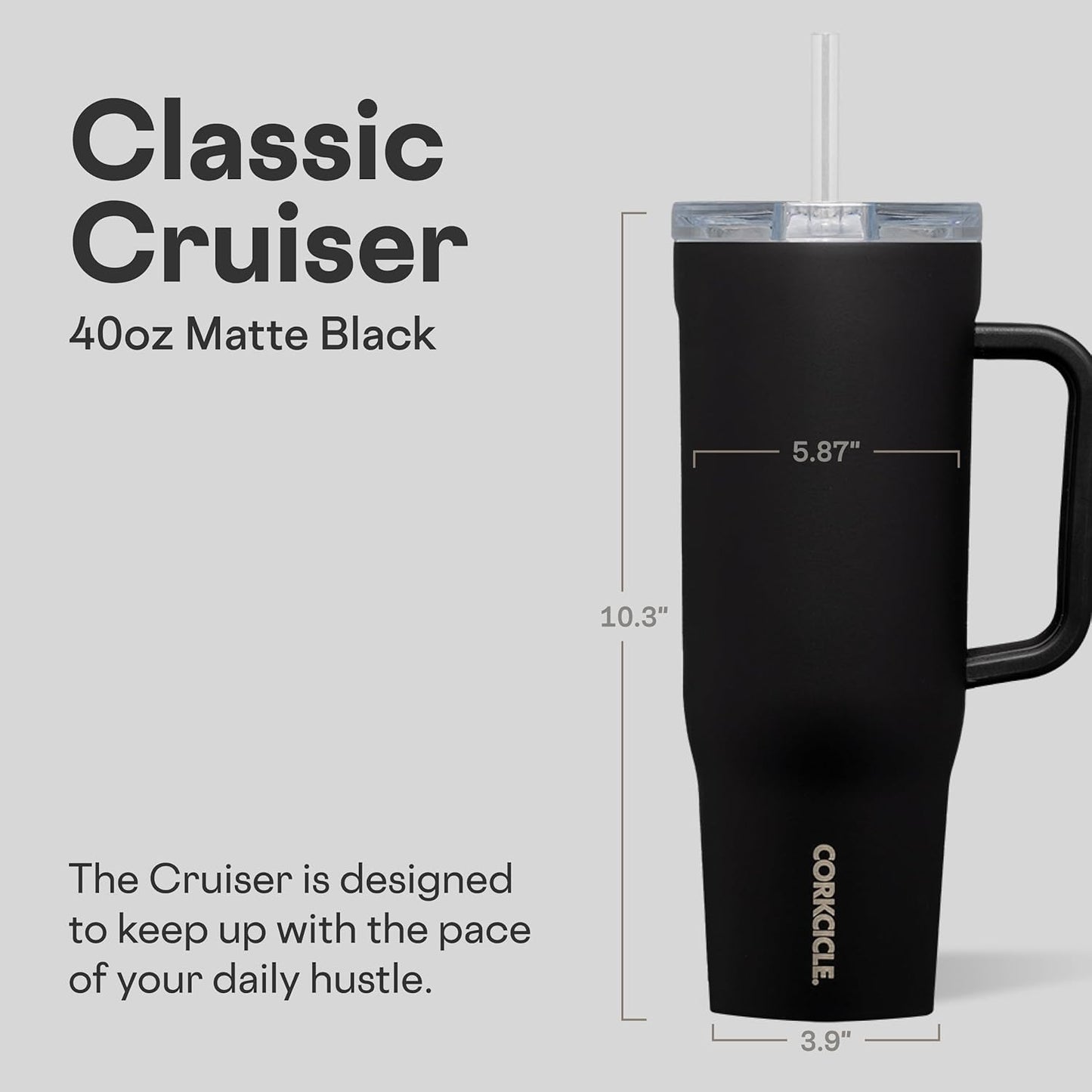 Cruiser Insulated Tumbler - Keeps Drinks Cold 20 Hours - Triple-Insulated Stainless Steel - Spill-Proof Lid - Summer Drinkware Gift - Keeps Drinks Ice Cold - 40 oz - Gloss Powder Blue