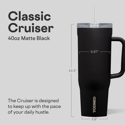 Cruiser Insulated Tumbler - Keeps Drinks Cold 20 Hours - Triple-Insulated Stainless Steel - Spill-Proof Lid - Summer Drinkware Gift - Keeps Drinks Ice Cold - 40 oz - Gloss Powder Blue