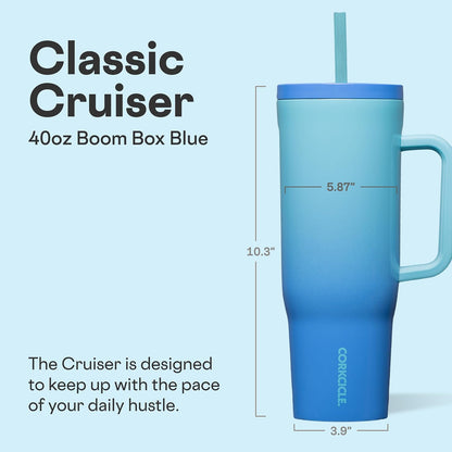Cruiser Insulated Tumbler - Keeps Drinks Cold 20 Hours - Triple-Insulated Stainless Steel - Spill-Proof Lid - Summer Drinkware Gift - Keeps Drinks Ice Cold - 40 oz - Gloss Powder Blue