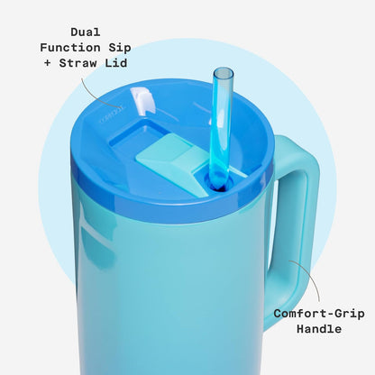 Cruiser Insulated Tumbler - Keeps Drinks Cold 20 Hours - Triple-Insulated Stainless Steel - Spill-Proof Lid - Summer Drinkware Gift - Keeps Drinks Ice Cold - 40 oz - Gloss Powder Blue
