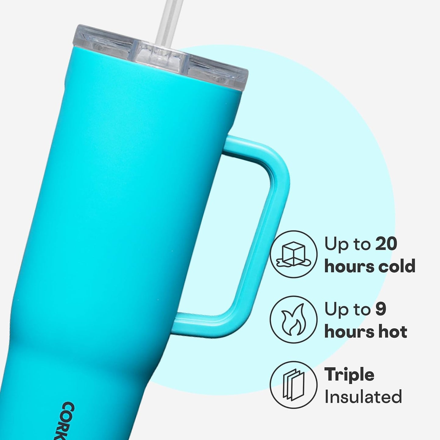 Cruiser Insulated Tumbler - Keeps Drinks Cold 20 Hours - Triple-Insulated Stainless Steel - Spill-Proof Lid - Summer Drinkware Gift - Keeps Drinks Ice Cold - 40 oz - Gloss Powder Blue