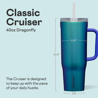Cruiser Insulated Tumbler - Keeps Drinks Cold 20 Hours - Triple-Insulated Stainless Steel - Spill-Proof Lid - Summer Drinkware Gift - Keeps Drinks Ice Cold - 40 oz - Gloss Powder Blue