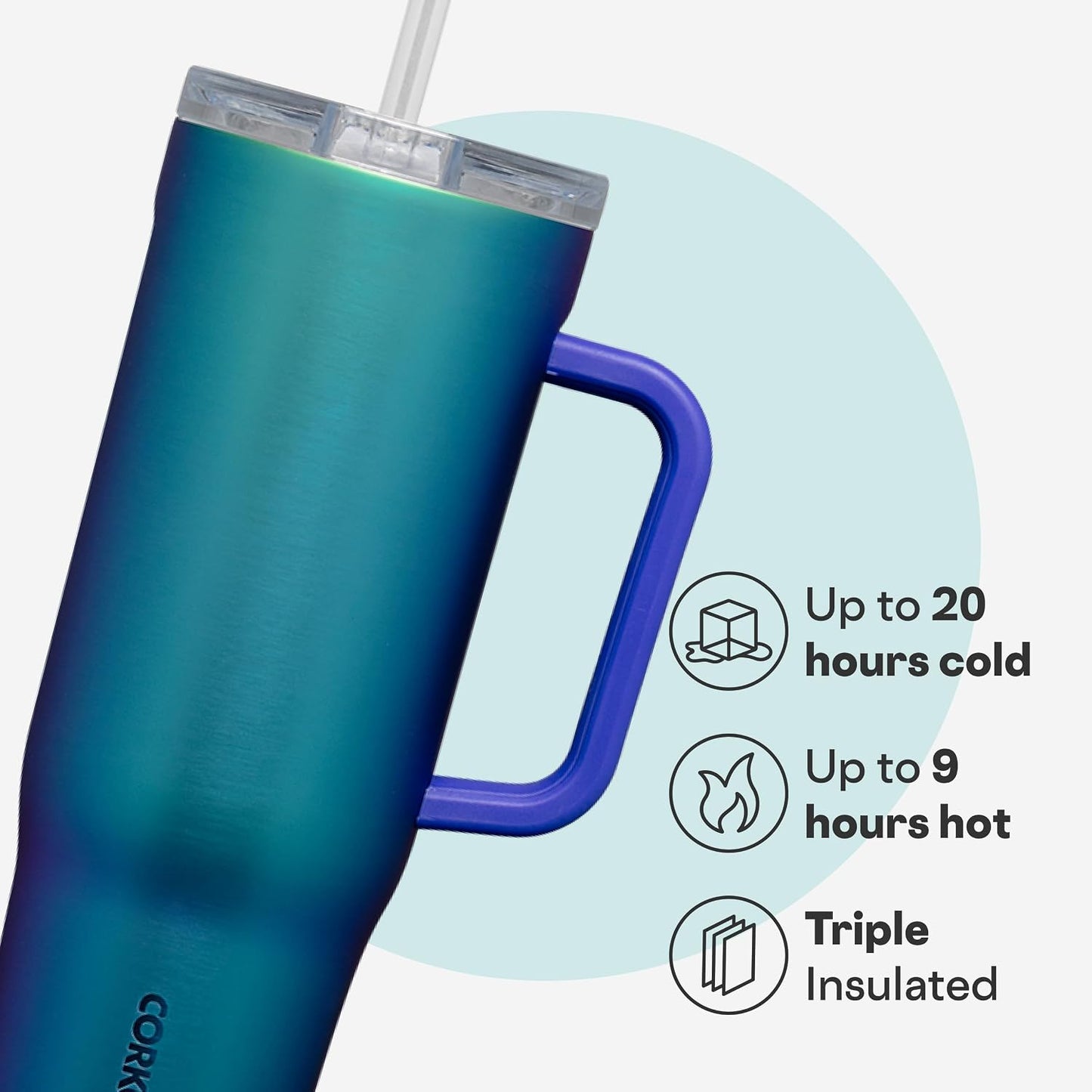 Cruiser Insulated Tumbler - Keeps Drinks Cold 20 Hours - Triple-Insulated Stainless Steel - Spill-Proof Lid - Summer Drinkware Gift - Keeps Drinks Ice Cold - 40 oz - Gloss Powder Blue