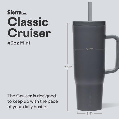 Cruiser Insulated Tumbler - Keeps Drinks Cold 20 Hours - Triple-Insulated Stainless Steel - Spill-Proof Lid - Summer Drinkware Gift - Keeps Drinks Ice Cold - 40 oz - Gloss Powder Blue