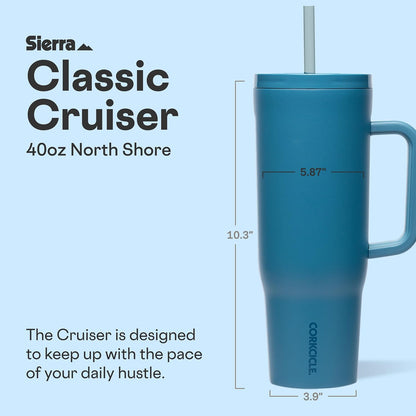 Cruiser Insulated Tumbler - Keeps Drinks Cold 20 Hours - Triple-Insulated Stainless Steel - Spill-Proof Lid - Summer Drinkware Gift - Keeps Drinks Ice Cold - 40 oz - Gloss Powder Blue