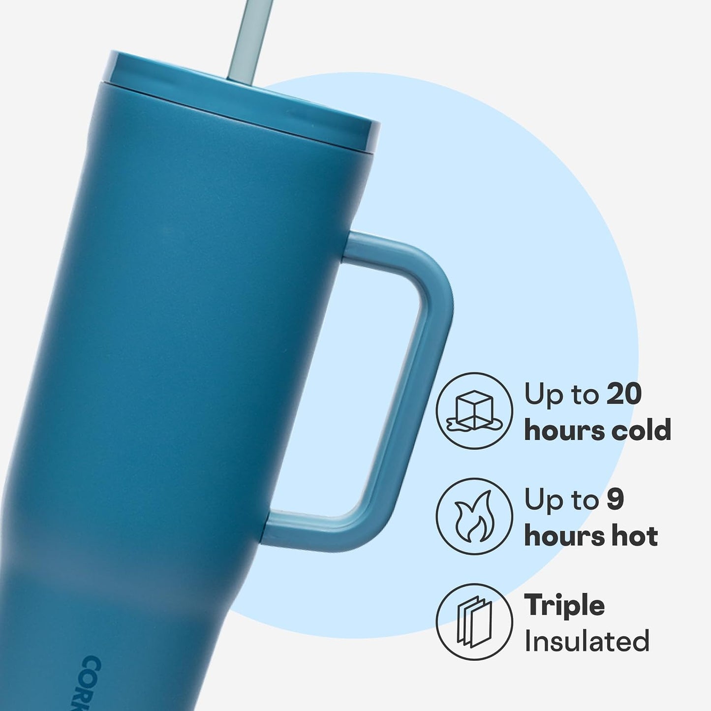 Cruiser Insulated Tumbler - Keeps Drinks Cold 20 Hours - Triple-Insulated Stainless Steel - Spill-Proof Lid - Summer Drinkware Gift - Keeps Drinks Ice Cold - 40 oz - Gloss Powder Blue