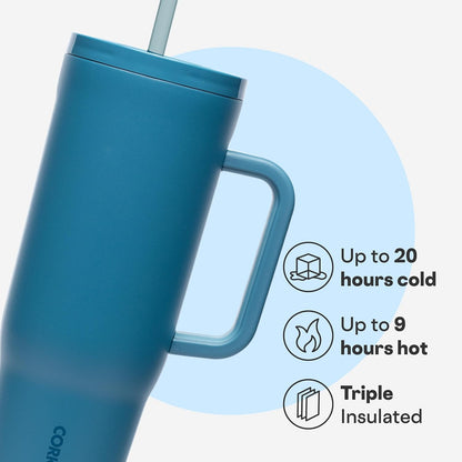 Cruiser Insulated Tumbler - Keeps Drinks Cold 20 Hours - Triple-Insulated Stainless Steel - Spill-Proof Lid - Summer Drinkware Gift - Keeps Drinks Ice Cold - 40 oz - Gloss Powder Blue