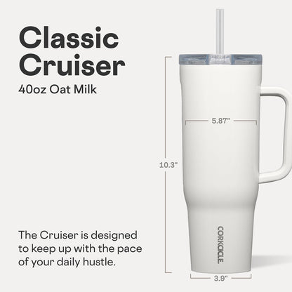 Cruiser Insulated Tumbler - Keeps Drinks Cold 20 Hours - Triple-Insulated Stainless Steel - Spill-Proof Lid - Summer Drinkware Gift - Keeps Drinks Ice Cold - 40 oz - Gloss Powder Blue