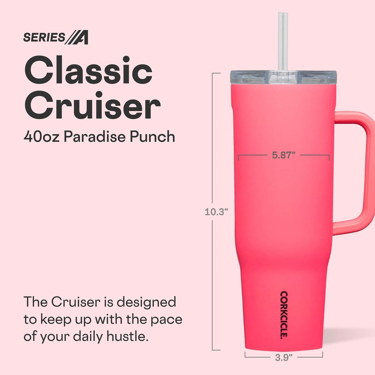 Cruiser Insulated Tumbler - Keeps Drinks Cold 20 Hours - Triple-Insulated Stainless Steel - Spill-Proof Lid - Summer Drinkware Gift - Keeps Drinks Ice Cold - 40 oz - Gloss Powder Blue